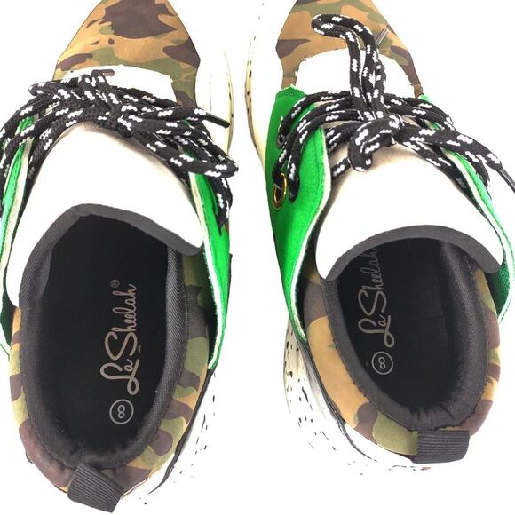 La Sheelah Camo Colorblock 2.5" Wedge Heel Shoes Sneakers Women's 8 Animal Print - Picture 9 of 9